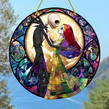 The Nightmare Before Christmas Jack Skellington Sun Catcher 2D Flat Acrylic Hanging Sign for Halloween Home Garden Wall Decor
