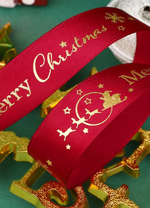 Nastro natalizio stampato da 5 metri Nastro natalizio in poliestere per design fatto a mano Decorazione natalizia Confezione regalo bouquet torta fai da te - riparo82