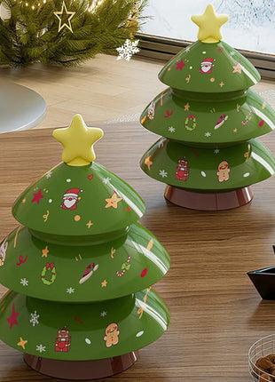 3 strati Natale Creativo Forma dell'albero di Natale Caramelle Snack Noci Frutta secca Piatto di plastica Snack Piatti Ciotola Vassoio per la colazione a h - riparo82