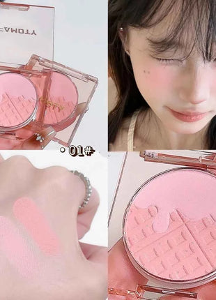 Monochrome Blush Palette, Powder Palette Multi-Colored Blush Powder Blushing Rose, Matte, Bold, Lightweight, Blends Easily