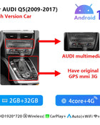 10.25Snapdragon 665 Wireless Carplay AutoRadio Android 14 For Audi Q5 2009-2016 Stereo Screen GPS Navigation Multimedia HeadUnit - Riparo82