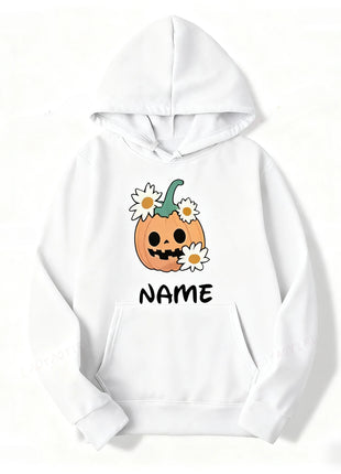 Halloween Name  Pumpkin Face Cute Ghost Family  Spooky Season Matching Funny Skull Unisex Essentials Trend Hoodie Neutral Hoody - Riparo82