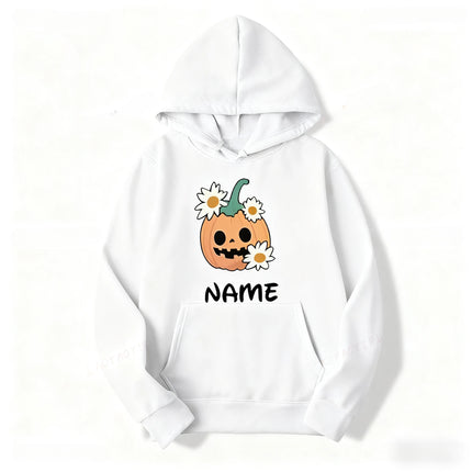 Halloween Name  Pumpkin Face Cute Ghost Family  Spooky Season Matching Funny Skull Unisex Essentials Trend Hoodie Neutral Hoody