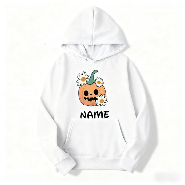Halloween Name  Pumpkin Face Cute Ghost Family  Spooky Season Matching Funny Skull Unisex Essentials Trend Hoodie Neutral Hoody