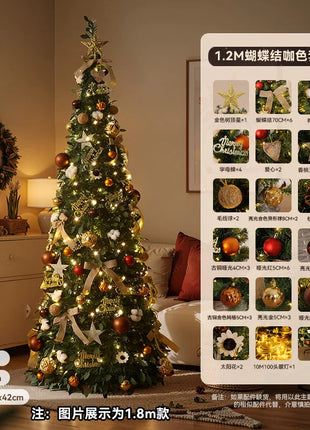 Albero di Natale incandescente Decorazione per albero di Natale artificiale pieghevole Ornamento natalizio floccato per esposizione spaziosa del festival del centro commerciale