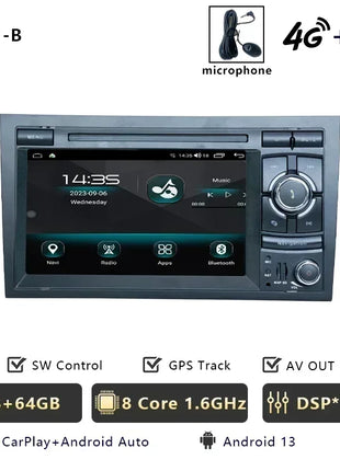 Car Radio Multimedia Wireless Carplay For Audi A4 B6 B7 S4 RS4 2002-2012 CHSTEK Bluetooth Android GPS WIFI 4G Auto Screen Stereo - Riparo82