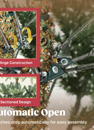 Homcom Albero di Natale Artificiale 180 Cm, Albero di Natale con 772 Rami Densi e Supporto in Metallo Pieghevole, Facile Assemblaggio, Coppia