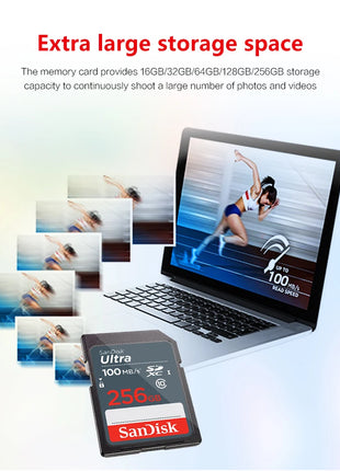 Scheda di memoria SanDisk SDXC 256GB 128GB 64GB SDHC 32GB 16GB U1 Class10 Scheda SD Memoria Flash ad alta velocità Scheda digitale di archiviazione