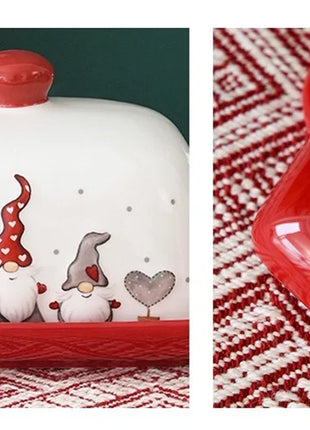 Piatto di burro di Natale Alce in ceramica Babbo Natale Dolci Torta Dessert Piatto Piatti di burro Vassoio di cibo di Natale Vassoio di formaggio Stoviglie - riparo82