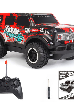Auto telecomandata Jeep fuoristrada illuminata a LED Piccola proporzione Macchinina giocattolo per bambini non carica