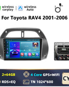 Hikity Wireless CarPlay Android Auto Car Radio For Toyota RAV4 2001-2006 BT Multimedia Player GPS WiFi Head Unit 2din autoradio - Riparo82