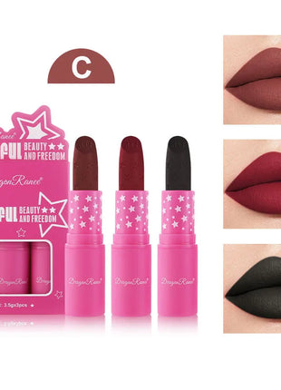 3Pcs/Box Korean Matte Lipstick Set for Women Waterproof Long-Lasting High Pigmented Lipgloss Cosmetic Beauty Makeup - Riparo82