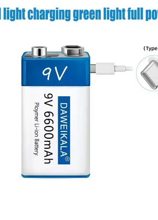 Nuova batteria ricaricabile veloce agli ioni di litio da 9 V 6600 mah Teyt-c Interfaccia USB batteria 9 V multimetro microfono al litio Giocattolo + cavo - riparo82