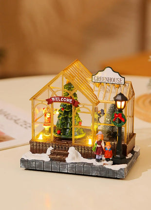 Scena di Natale Case del villaggio Edifici da collezione Casa di Natale da tavolo a LED per camera da letto Soggiorno interno Scrivania Festa di Natale