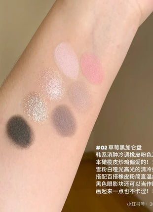 Flower Knows Strawberry Cupid Eyeshadow Palette Matte Fine Shimmer Pearl Face Palette 7 Colour Glitter Eye Shadow - Riparo82