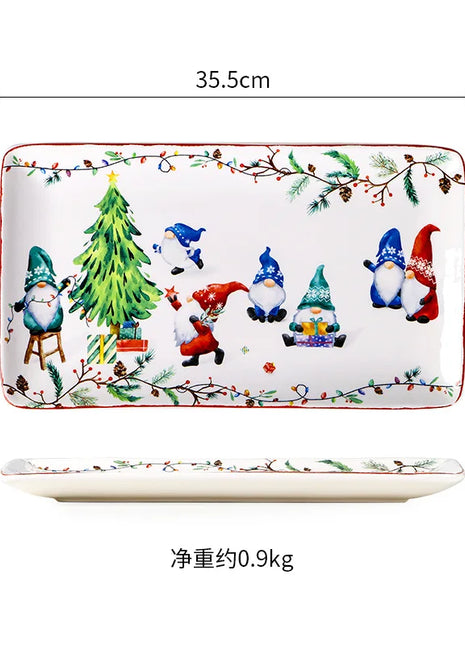 Set di stoviglie in ceramica serie Goblin Piatto da pranzo grande Vassoio rettangolare Stoviglie natalizie Piatti da bistecca Piatti da dessert Ciotola Tazza Tazza - riparo82