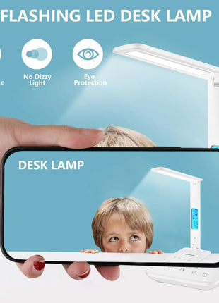 LED Desk Lamp, Office Table Lamp with Wireless Charger, Suitable for Home, Office Dimmable Desk Lamp, with USB Charging Port - Riparo82
