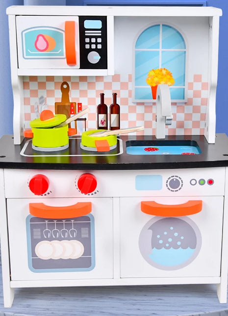 Set da gioco per mini frigorifero da cucina per bambini in legno - Pentole realistiche per giochi di finzione Regali di compleanno unisex per ragazzi e ragazze - riparo82