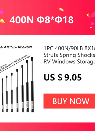 1PC 100N 300/350/380/400/450/500/550/600mm Universale Ammortizzatore A Gas Ascensore Supporto Cofano Auto Tronco Coperchio Supporto Ascensore Puntone RV di Ricambio