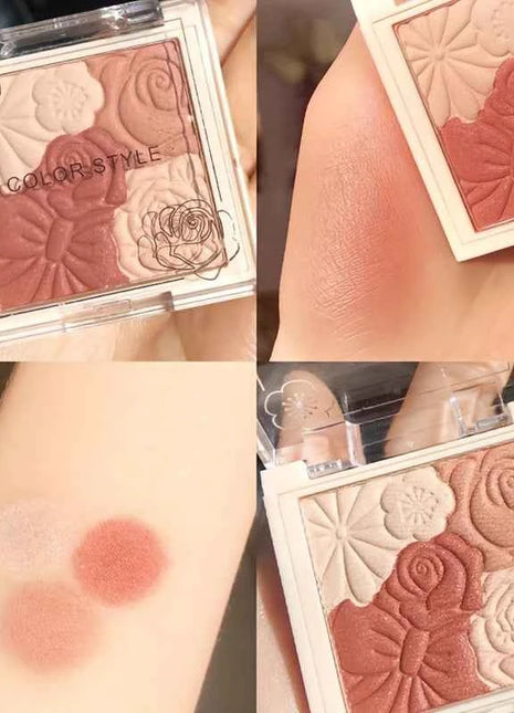 Makeup Blush Palette Natural Contour Highlight Palette Matte Pearlescent Embossed Petal Orange Blush Rouge Petal Blush Palette