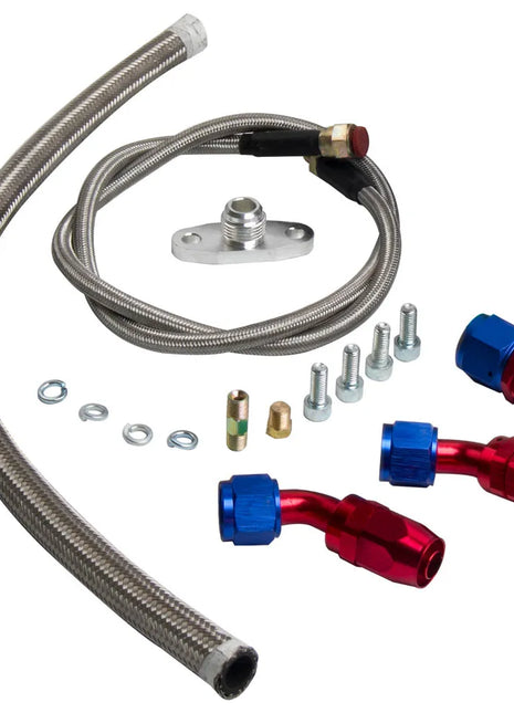 GT3076R GT3037 GT30 4-BOLT Flange 500HP Turbo Charger + Oil In & Return Line Kit
