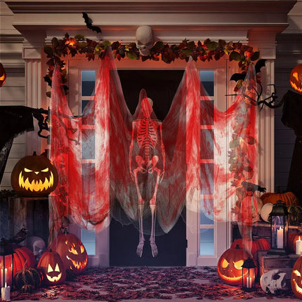 55*200cm Halloween Blood Gauze Window Doorways Wall Decoration Blood Creepy Cloth Haunted House Home Party Scary Scene Props