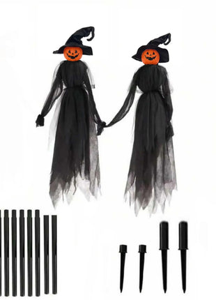 Halloween Outdoor Decoration Illuminated Holding Hands Sound Control Witch Witch for Outdoor Patio Lawn Garden Party Scary Decor - Riparo82