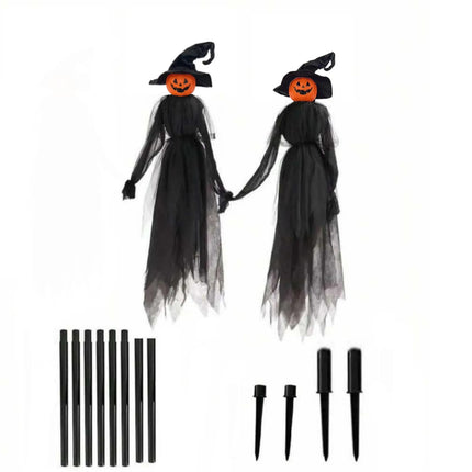 Halloween Outdoor Decoration Illuminated Holding Hands Sound Control Witch Witch for Outdoor Patio Lawn Garden Party Scary Decor