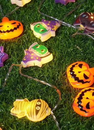 1PC Halloween 10 LED Battery Powered String Lights With Ghost Witch Cat Pumpkin Spider Web Skeleton Mummy Pirate Shape Indoor - Riparo82