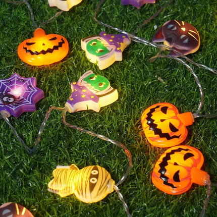 1PC Halloween 10 LED Battery Powered String Lights With Ghost Witch Cat Pumpkin Spider Web Skeleton Mummy Pirate Shape Indoor