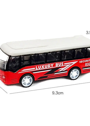 Ornamenti a forma di autobus ad alta imitazione Regalo per bambini di alta qualità Hobby Modello di autobus in lega Giocattoli di autobus estesi Tirare indietro il modello di veicolo - riparo82