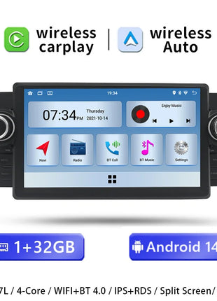 7"Wireless Carplay AutoRadio 2 din Android 14 For Fiat Grande Punto Linea 2009-2015 Multimedia Screen Audio GPS Navigation RDS - Riparo82