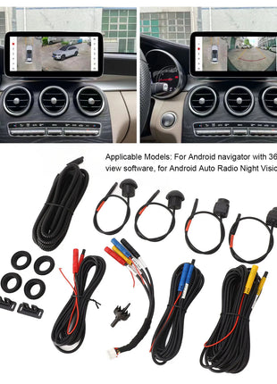 All Round View Camera System 360 Car Camera AHD High Resolution IP68 Waterproof Easy Installation for Android Auto Radio - Riparo82