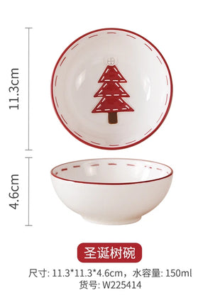 Set di piatti di Babbo Natale dipinti a mano nordici Set di stoviglie per tazze d'acqua con teiera sigillata in ceramica a rilievo rosso - riparo82