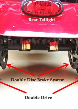 Scooter Mobilità 4 Ruote 500W Doppio Motore 36V - Pieghevole Anziani 3 Velocità - riparo82