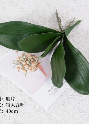 Real Touch  Artificial Green Butterfly Orchid Leaf Plastic Flower Leaf Home Wedding Party Decoration