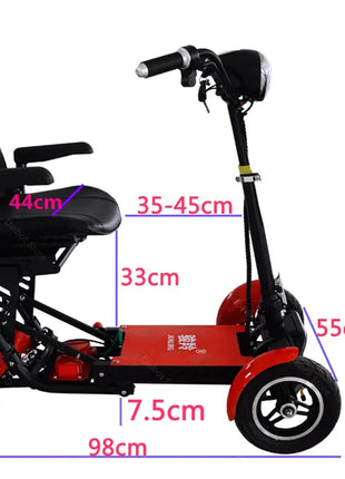 4 Wheel Folding Electric Scooter For Disabled Double Motor 250W 36V Foldable Travel Mobility Scooter Adult With Reverse - Riparo82