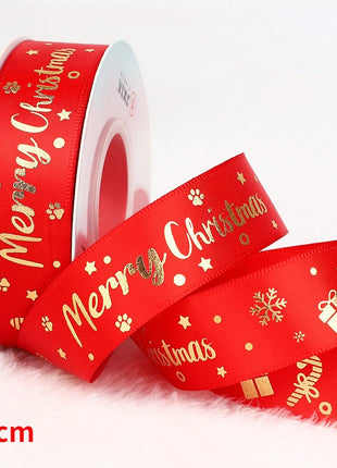 Nastro natalizio stampato da 5 metri Nastro natalizio in poliestere per design fatto a mano Decorazione natalizia Confezione regalo bouquet torta fai da te - riparo82