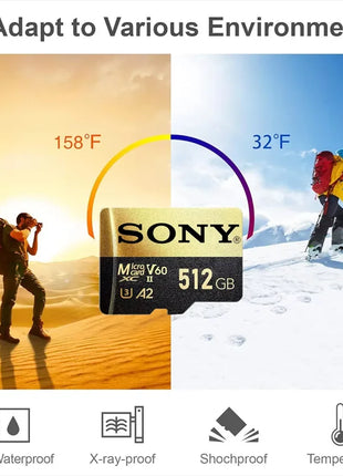 Scheda di memoria SONY TF Scheda Micro SD ad alta velocità da 1 TB 1024 GB 128 GB 256 GB 512 GB A2 U3 V30 Schede Flash SD TF per computer telefono Xiaomi