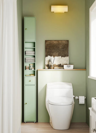 SoBuy BZR34-II Armadio alto da bagno Armadio da bagno con raggi in legno massello regolabili Mobili da bagno salvaspazio