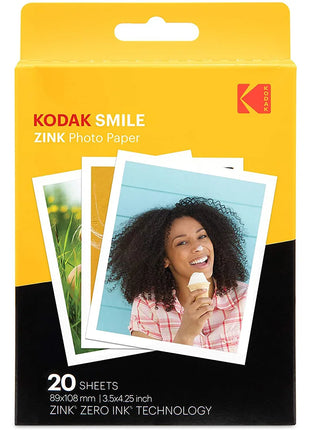 Disponibile 20/80 fogli di carta fotografica Kodak Premium Zink Print 3,5x4,25 pollici compatibile con la fotocamera istantanea Kodak Smile Classic