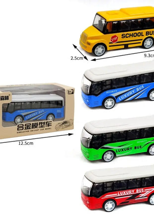 Ornamenti a forma di autobus ad alta imitazione Regalo per bambini di alta qualità Hobby Modello di autobus in lega Giocattoli di autobus estesi Tirare indietro il modello di veicolo - riparo82