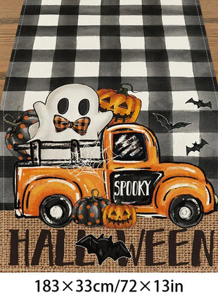 Halloween Tablecloth tablecover table decor Haunted House Pumpkin Spider Web Tablecloth 2025 Halloween Party Decoration Supplies - Riparo82