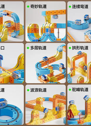 Set di treni magnetici Piste da costruzione versatili trasformabili Giocattoli magnetici Treno Regali per auto ferroviarie non remote fai-da-te per bambini - riparo82