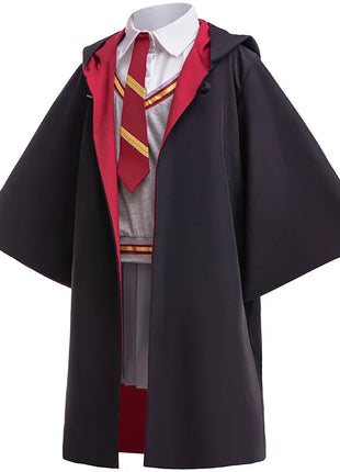 Costume cosplay di film di Halloween per bambini Top a righe per ragazze + mantello Abito casual Carnevale Halloween Compleanno Abito da scuola magica