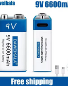 Nuova batteria ricaricabile veloce agli ioni di litio da 9 V 6600 mah Teyt-c Interfaccia USB batteria 9 V multimetro microfono al litio Giocattolo + cavo - riparo82