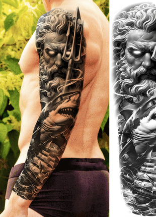 1 Sheet Full Arm Evil Witch Vampire Temporary Tattoos Sleeve Halloween Scary Skull Tatoo Waterproof Horrible Fake Tattoo Sticker - Riparo82