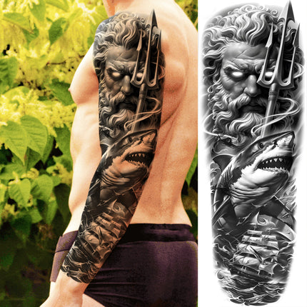 1 Sheet Full Arm Evil Witch Vampire Temporary Tattoos Sleeve Halloween Scary Skull Tatoo Waterproof Horrible Fake Tattoo Sticker