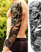 1 Sheet Full Arm Evil Witch Vampire Temporary Tattoos Sleeve Halloween Scary Skull Tatoo Waterproof Horrible Fake Tattoo Sticker - Riparo82