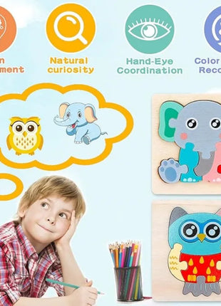 Set di puzzle in legno per bambini Montessori Giochi per bambini per bambini Giocattoli educativi e per l'intelligenza 1 2 3 4 anni - riparo82